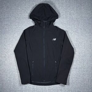 New Balance Softshell Jacket Womens Size Small Black Hooded Full Zip Athletic